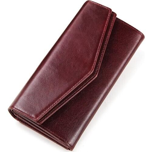 High Quality RFID European and American Retro Long Multi-card Leather Wallet Ladies Clutch Mobile Phone Bag Holiday