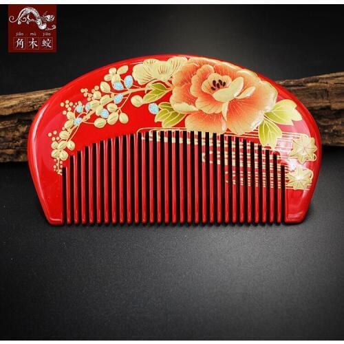 TOP END Authentic Natural Boxwood comb high-quality hand-painted art fine tooth pocket comb bag comb 223