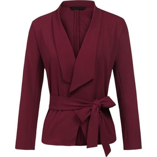 Womens Blazers With Belt Slim Waist Long-sleeved Tunic Elegant Blazers Office Lady Female Chic Suits Black 8Colors S-3XL SP497