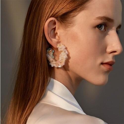 Irregular Big Colorful Sequin Flower Drop Earrings For Women Statement Geometric Tassel Long Dangle Earring Jewelry