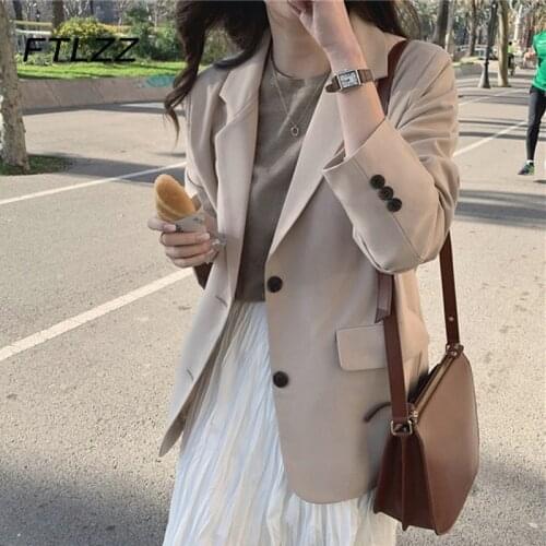 Black Blazer Women Turn Down Collar Streetwear Short Blazer Jacket Spring Autumn Oversize Elegant Office Outerwear Korean Tops