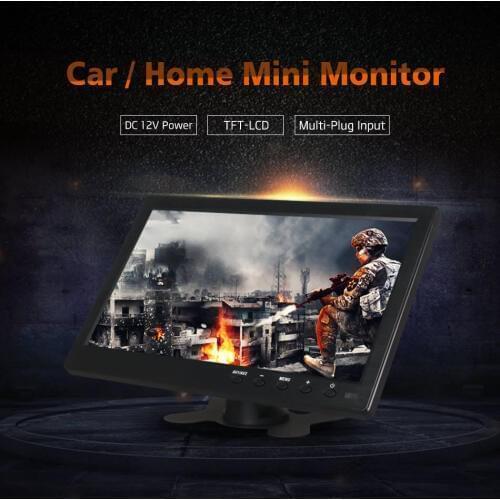 10 Inch TFT LCD Multi Plug Monitor HDMI VGA BNC RCA USB 1024x768 HD for Car Tuck PC Computer Home CCTV Security Parking Camera