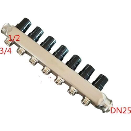 1"(DN25)*1/2 "(DN15) Stainless steel Water Distribution Manifold for Underfloor Heating System(2-10 port)