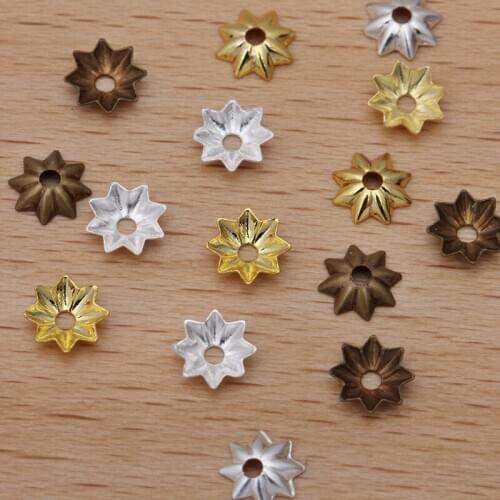 1000 PCS 5mm Metal Brass Filigree Flowers Bead Caps Connectors Flowers Tray Base Setting For DIY Jewelry Making