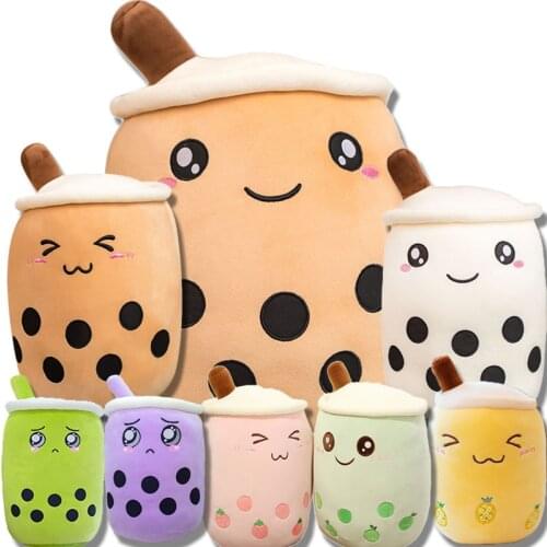 25cm Cute Bubble Tea Plush Toy Stuffed Shaped Pillow with Suction Tubes Real-life Stuffed Soft Boba Food Plush for Kids Toy Gift