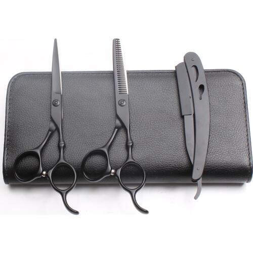 3Pcs/Set C9030 5.5'' Customized Brand Professional Hairdressing Human Hair Scissors Razor + Cutting Shears + Thinning Scissors