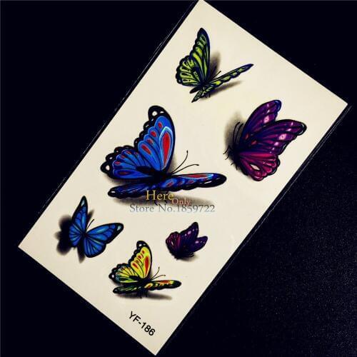 3D DIY Butterfly Temporary Removable Tattoo Paste HYF-186 Women Body Art Makeup Sexy Tattoo Kids Xmas Gifts Supplies