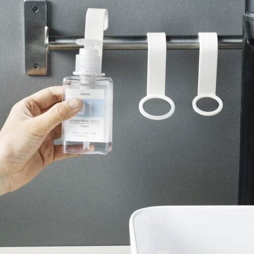 4pcs Hanging Hooks for Bottle Punch-Free Kitchen Toilet Hook Shower Gel Bathroom Multi-function Railing S Storage Organizer Hook