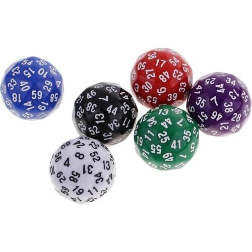 6pcs Colorful Polyhedral Dices D60 Number 1-60 for DND MTG RPG Poker Casino Replacement