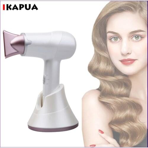 200W Rechargeable Cordless Electric Hair Dryer Strong Wind Portable Dryer Air Wind Anion Blower Dry Charging Base Lightweight