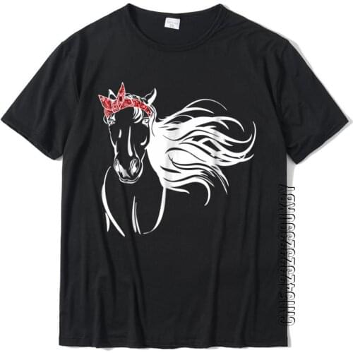 Horse Bandana T Shirt For Horseback Riding Horse Lover Custom T Shirts For Men Cotton Tops & Tees Design Dominant