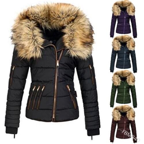 Loehsao brand cotton women winter jacket 2021 new slim warm Windproof waterproof anti-static fashion fur hooded short coats