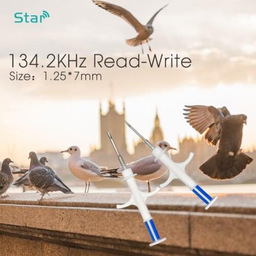 40pcs ISO Mini Size 134.2khz Pet microchip Animal id injector Dog pigs chip Transponder Syringe 1.25*7mm