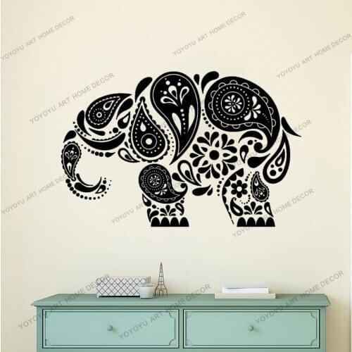 Indian Buddha God Elephant Creative Design Ornament Bohemian Wall Sticker Vinyl Home Deocr For Living Room Decals Mural CX644
