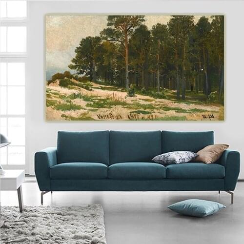 Ivan Shishkin《Pine Forest》Canvas Oil Painting Artwork Aesthetic Poster Picture Wall Hanging Decor Home Living Room Decoration
