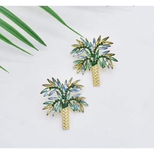 Exquisite Super Fairy Coconut Tree Earrings European American Alloy Rhinestone Creative New Product Female Earrings Jewelry