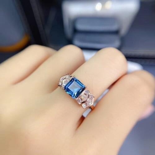 Classic square natural Topaz ring for women jewelry rose gold plated natural gem attractive engagement ring birthstone gift