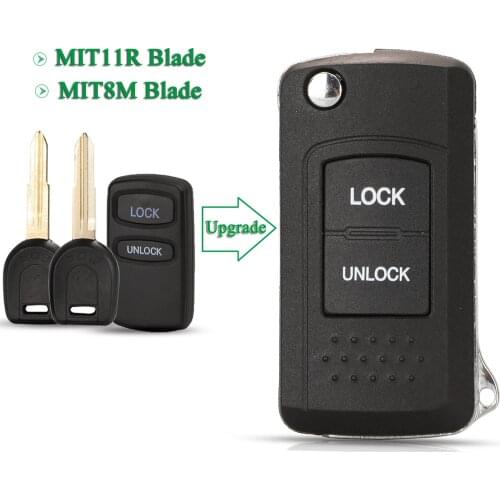 Bilchave Modified For Mitsubishi Montero Lancer Endeavor Eclipse Galant Pajero Sport FOB 2 Button Flip Remote Car Key Shell Case