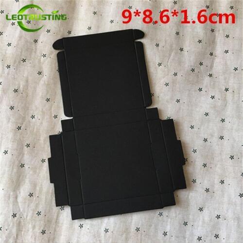 Leotrusting 50pcs 9*8.6*1.6cm Large Blank Black Paper Box Black Cardboard Paper Gift Packaging Box Handmade Wedding Paper Boxes