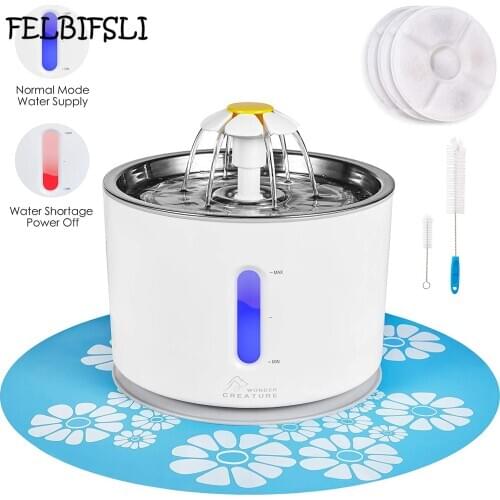 Cat Water Fountain Stainless Steel, 81oz/2.4L Intelligent Pump with LED Indicator for Water Shortage Alert