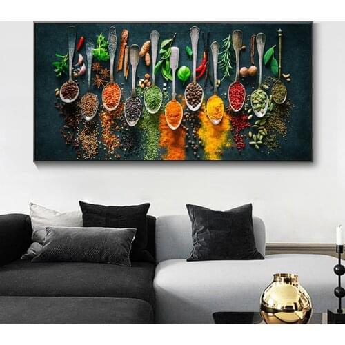 Kitchen Wall Decor Herbs and Spices for Cooking Canvas Art Posters and Prints Canvas Paintings Art Pictures for Home