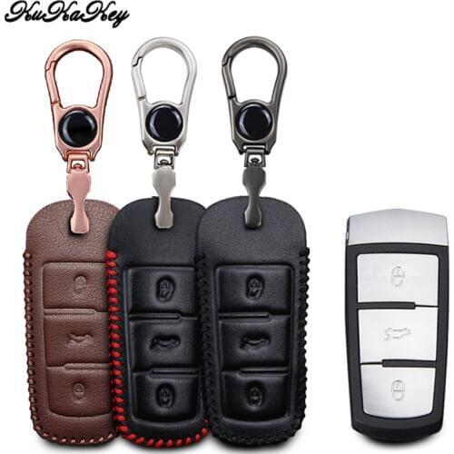 KUKAKEY Leather Car Key Case Cover For Volkswagen VW Golf 4 5 6 7 Mk7 Passat B5 B6 B8 B7 Polo Sharan Beetle Jetta KeyChain
