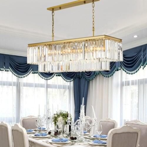 Square Gold Crystal chandeliers American Crystal chandeliers For Restaurant Dining Room Bedroom Study Room Living Room LED Bulbs