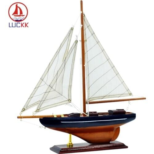 LUCKK America Style Miniature Boat Wooden Sailboat Model 33*34*6cm Home Decoration Gift for Children and Adult