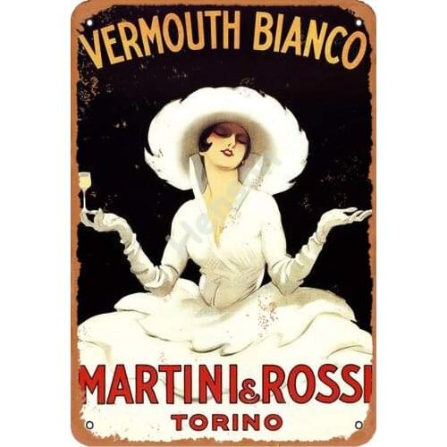 Do Not Fade Metal Sign Wall Decor Vermouth Bianco Martini and Rossi Torino Vintage Look Sign Plaque Retro for Garages All Kinds