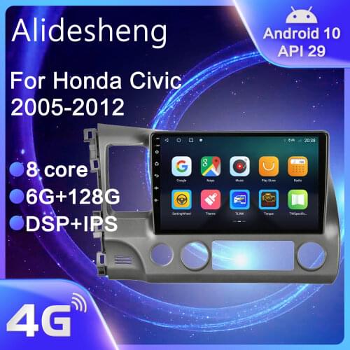 For Honda Civic 2005 2006 2007 2008 2009 2010 2011 2012 Android 10.0 DSP 8 core Car Radio Navigation multimedia Player 2din