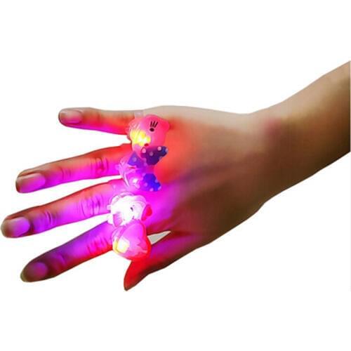 Cartoon LED Flashing Light Up Glowing Finger Rings Fun Toys Christmas Halloween Gifts for Children 10pcs/lot Kids Electronic