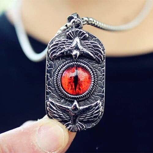 Retro Personality Demon Eye Double Eagle Pendant Punk Rock Mens Motorcycle Jewelry