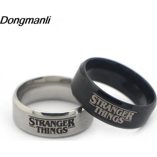P3888 Hot Show Stranger Things TV Ring Stainless Steel Rings for Women Men Party Fashion Black silver color Rings Jewelry
