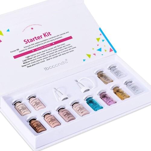 New 12Pcs 8ml Glod Serum BB Cream Kit Face White Brightening Foundation Concealer Skin Repair Treatment Anti Aging Ampoule