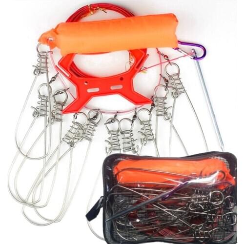 10m Metal Fishing Stringer Kit Live Fish Large Buckle Lock Holder with 10 Snaps D5BA