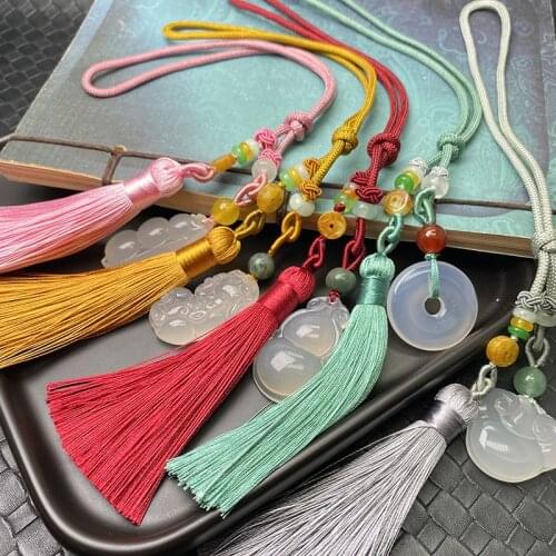 Natural chalcedony Cheongsam embossed buckle tassel pendant for Sewing Garment Home Decoration Ornament Accessories