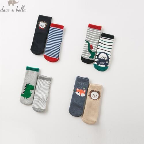 DB11951 dave bella autumn winter baby boy print sock children cute socks 2pcs