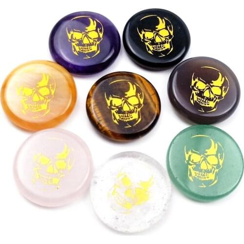 New Products Natural Amethyst Pink Crystal Tiger Eye Stone Agate Jade Skull Decoration Halloween Christmas Crafts For Friends