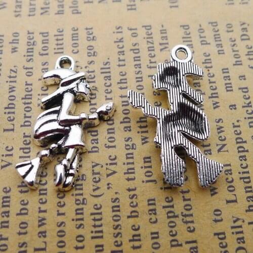 8 pieces/lot 15*25mm Antique silver color Metal alloy Sorcerer Witch Charm Pendant Bracelet Key chain DIY jewelry making