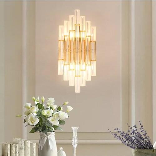 Nordic Modern Luxury Led Wall Lamp Living Room Background Crystal Wall Light Aisle Corridor Bedroom Bedside Lamp Indoor Lighting