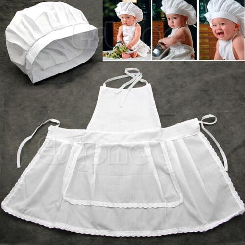 Special Cute Newborn Infant Hat Apron Baby Cook Costume White Photos Photography Prop Lovely