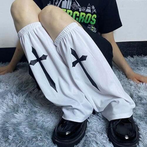 Jk Student Sock Contrast Color Lolita Cool Goth Calf-length Socks Dark Gothic Lady Cross Printed Leg Warmer Streetwear Black