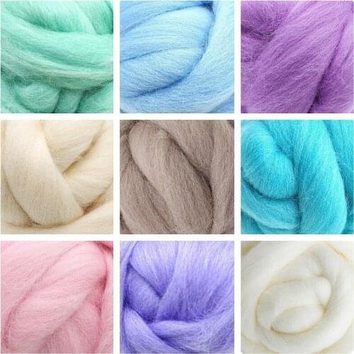 10g (9 Colors) Wool Roving Felting Wool 19 Microns Super Soft Natural Wool Fiber Value Pack for Needle Starter Felting Kit (D)