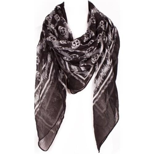 Unisex Skull Printed Visecose Neck Guard Warm Scarf Fashion False Collar Women Winter Thin Long Protect Cervical Snood Bib Q15