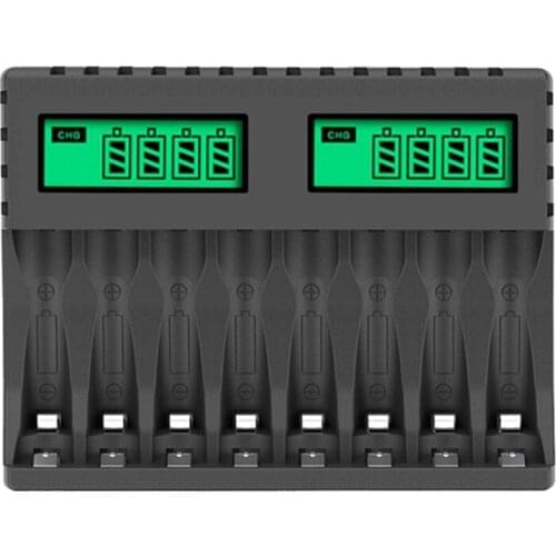 Battery Charger LCD Display Smart Intelligent 8-Slot Chargers For AA/AAA Nicd Nimh Rechargeable Batteries AA AAA Charger