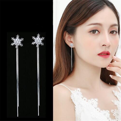 CRLEY 2019 new luxury long tassel earrings for women personality rhinestone snow shiny geometric ear bridal jewelry gift