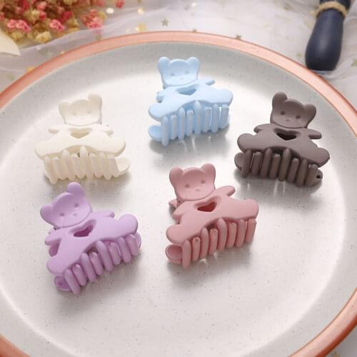Transparent Matte Solid Color Claw Clip Barrette Crab Hair Claws Bear Bath Clip Ponytail Women Girls Hairpin Hair Accessories