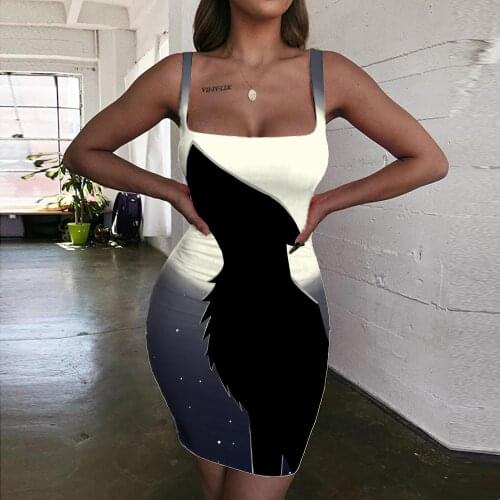 Giyu Brand Wolf Dresses Women Animal Vestido Sexy Moon Halter Sleeveless Galaxy Sundress Womens Clothing Plus Size Short Beach