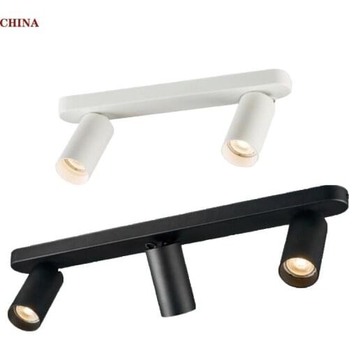 Double-headed LED spotlights in living room with no opening, adjustable Angle ceiling, three-headed anti-glare down-light withou