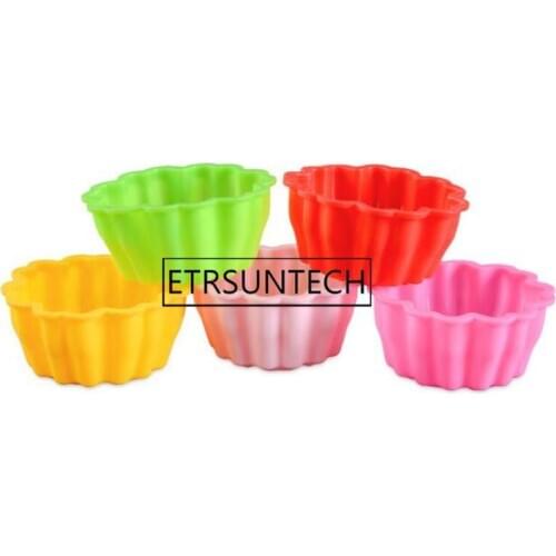 100pcs Flower Cake Mold Pudding Food Grade Silicone Cake Mold Cupcake Baking Mould Bakeware